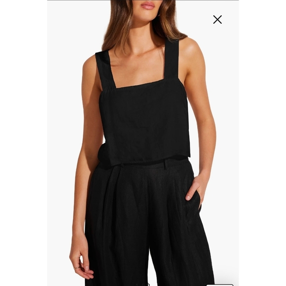 Vitamin A Black Linen Crop Top Women’s Size Small | 100% Linen Sleeveless Tank - Picture 1 of 9